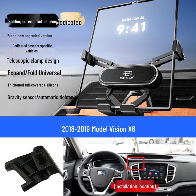 Custom Foldable Phone Holder for Geely Models: Emgrand, Boyue, Vision X1/X6, Jiaji, Binyue, Xingyue L, Xingyuan