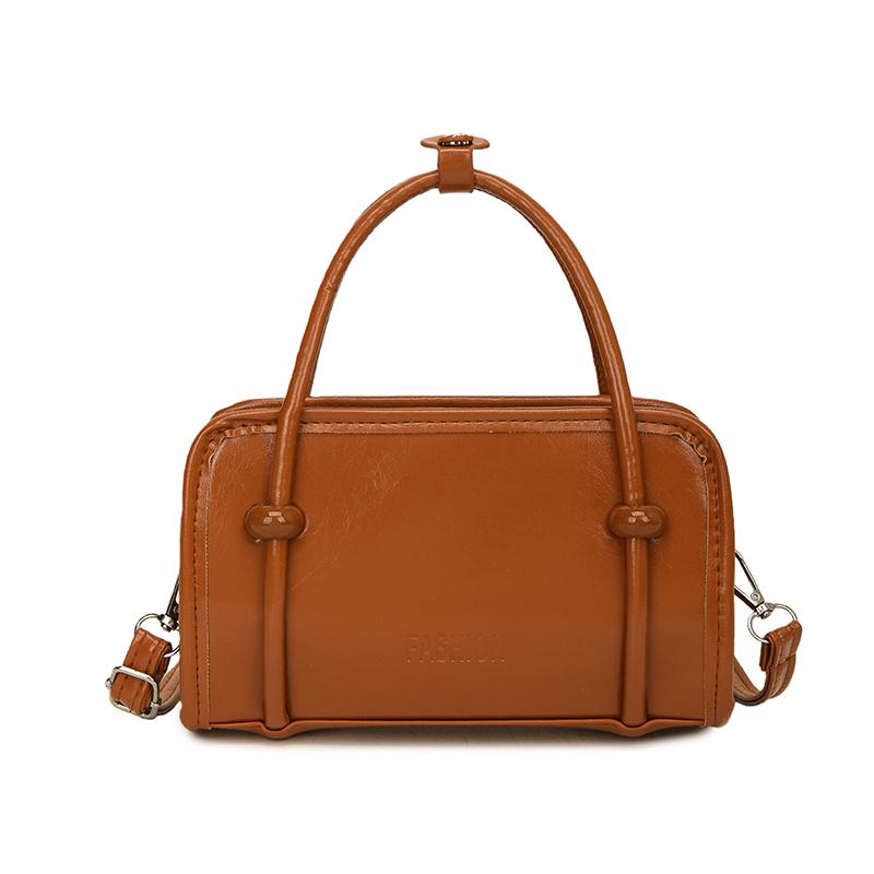 

Light Luxury PU Solid Zipper Square Shoulder Bags Exquisite Versatile Sweet Crossbody Bags High Quality Fashi Texture Bags коричневий