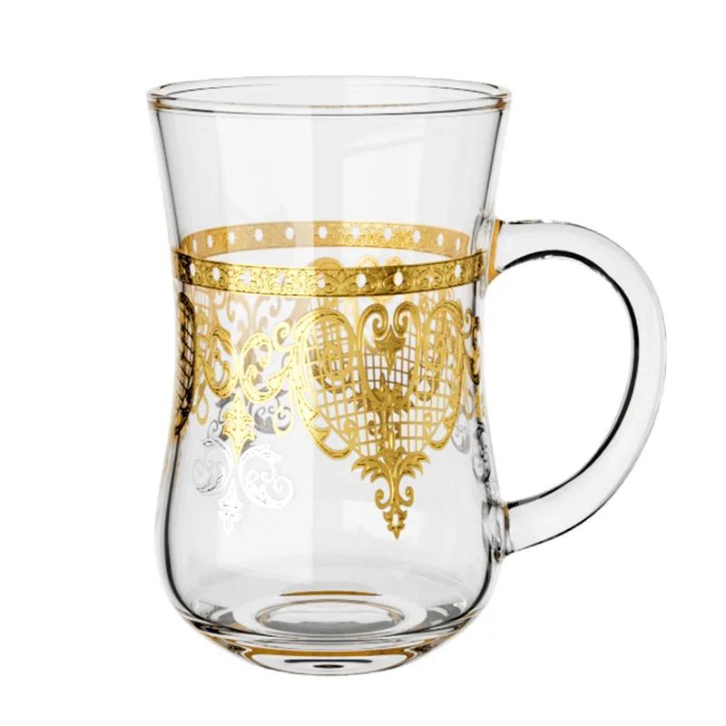Relief Rétro avec Poignée Ménage Verre Haute Valeur Tasse à Baijiu Tasse à Boisson Tasse à Café Résistante à la Chaleur Tasses à Thé