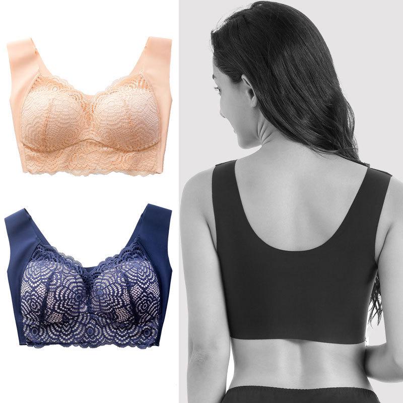 Sexy Large Size Underwear Female Sense of Lace Thin Section Without Steel Ring Undershirt Type Increased Sports Sleep Polymerization Bra
