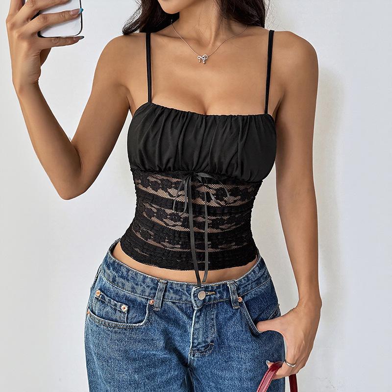 2025 Summer Slim Solid Color Lace Camisole for Women