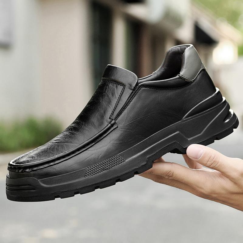 Fashion Luxury Brand Fashion Loafers Men Slip-on Genuine Leather Dress Flats Business Leather Shoes Flat Shoes Breathable Casual Shoes