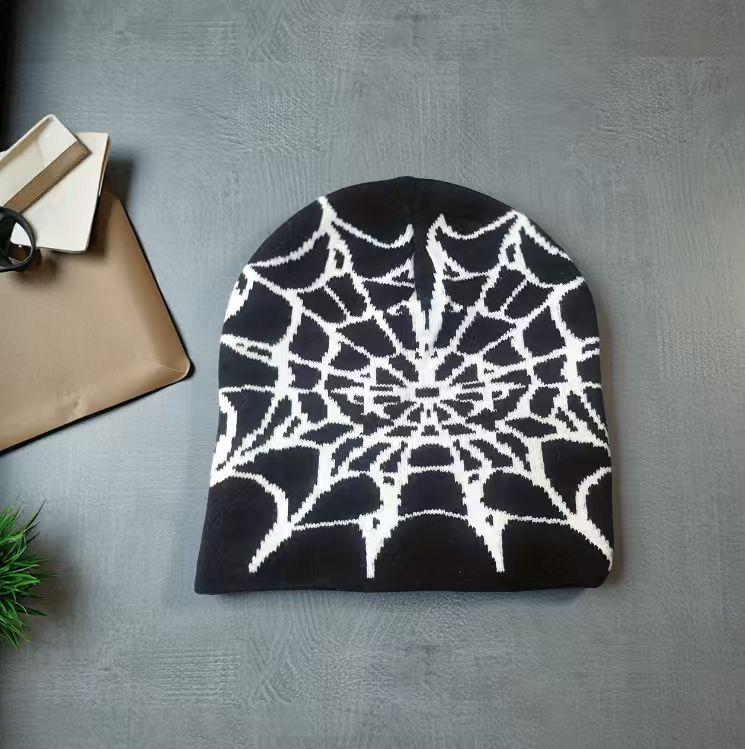 Cross-Border Spider Web Knit Beanie - Versatile, Cold-Proof, Warm, Individualistic Hip-Hop Brimless Hat