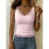 TIFICY Damenmode Casual Sommer Frühling Einfarbig Druck Ärmellos Quadrat Kragen Blusen & Hemden