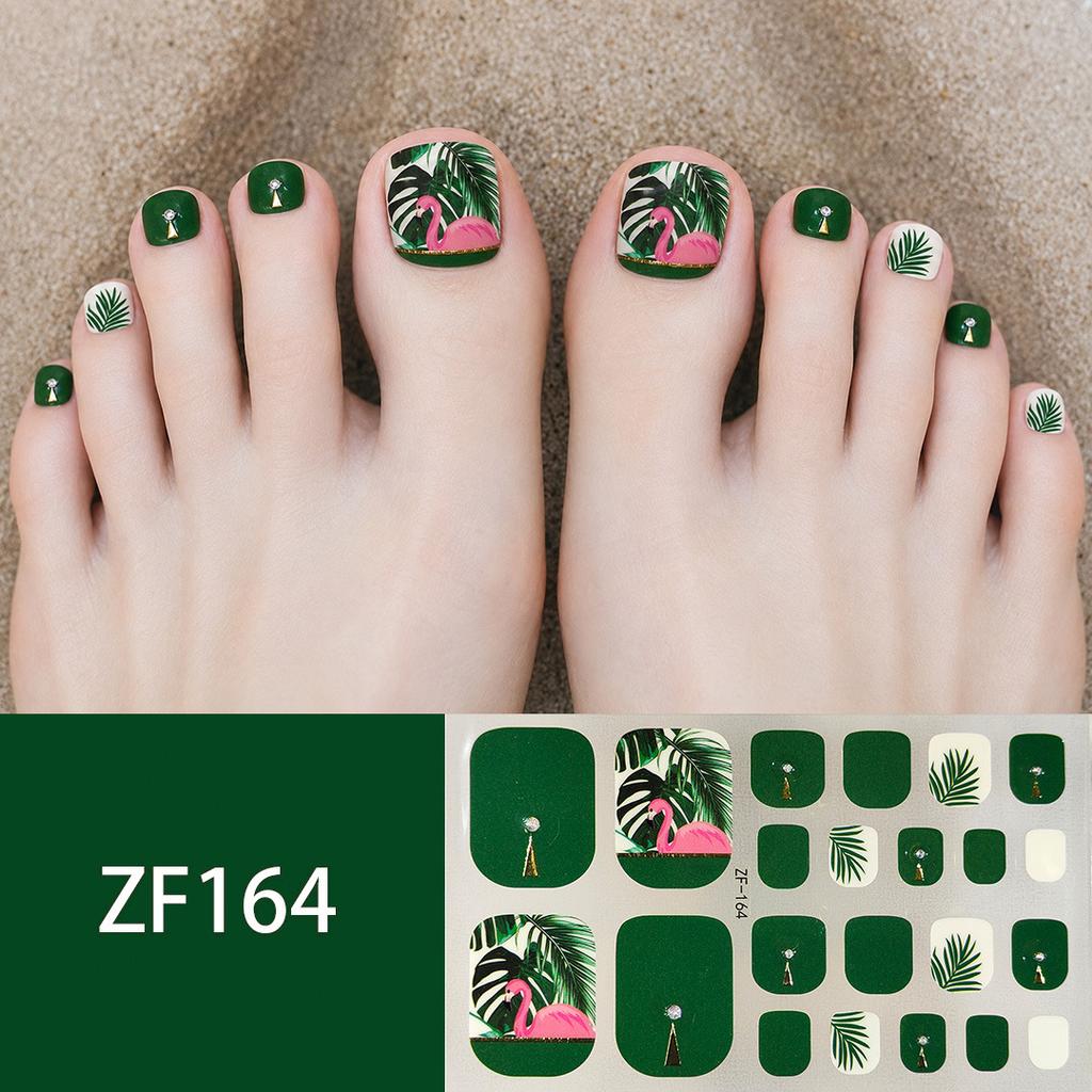 Waterproof Long Lasting ZF 3D Faux Rhinestone Stereo Pattern Full Cover Finished Toe Nail Stickers, Skin Brightening Toenail Decals