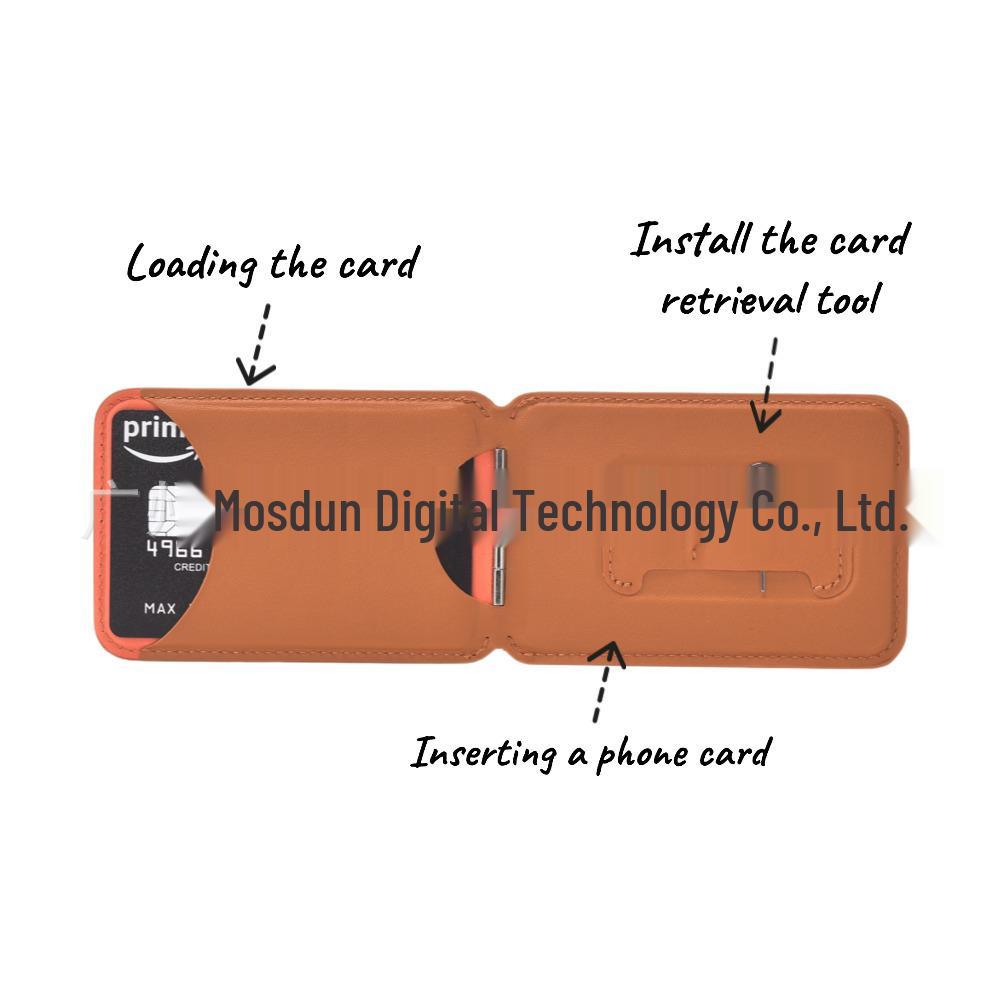 iPhone 15 MagSafe Magnetic Card Holder & Stand: Double-Sided Leather Sleeve