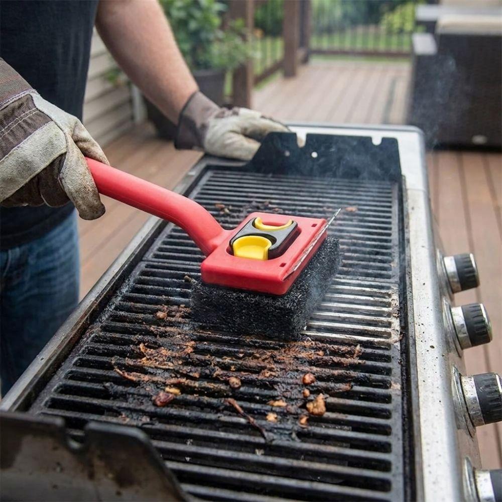 Nerezový grilovací kartáč na čištění grilu Vyměnitelné podložky Kartáč na odstraňování mastnoty Pro domácí použití