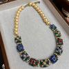 Antique Contrasting Color 12M Bead Necklace Medieval Vintage Western Gemstone Retro High-End Necklace