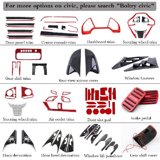 Horry ABS Carbon Fiber Print Steering Wheel Cover Instrument Panel Decorative Air Outlet Center Console Moulding Trim Full Set of Interiors