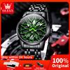 OLEVS 3701 Mens Watch Brand Fashion Original Skeleton Quartz Watch Waterproof Luminous Stainless Steel Watches New Reloj