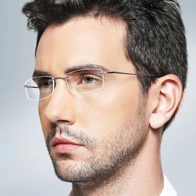 Ultralight Frameless Eyeglasses Titanium Alloy TR90 Frame Men Super Stretch Metal Temple High Quality