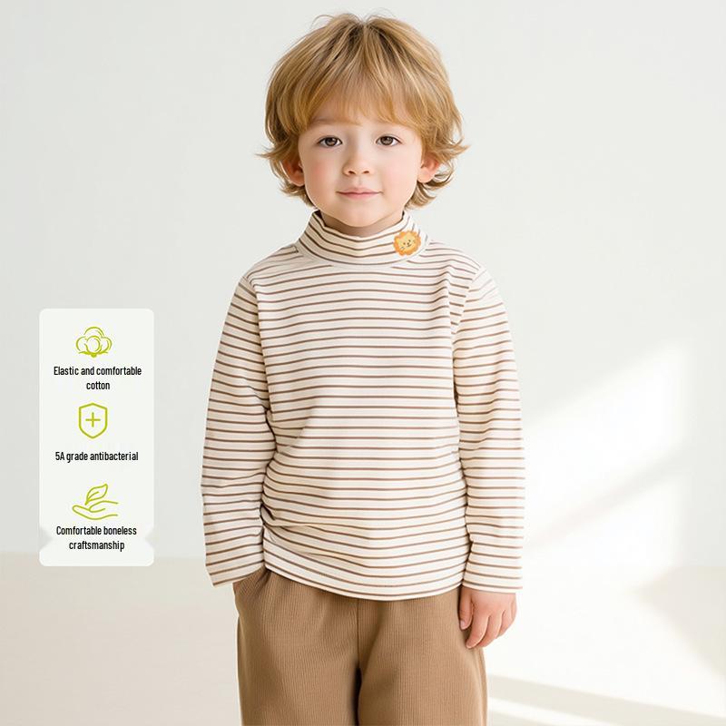 Kinder 280g Gekämmte Baumwolle Samt Mittelhoher Kragen Langarm - Warm, Weich und Bequem für den Herbst