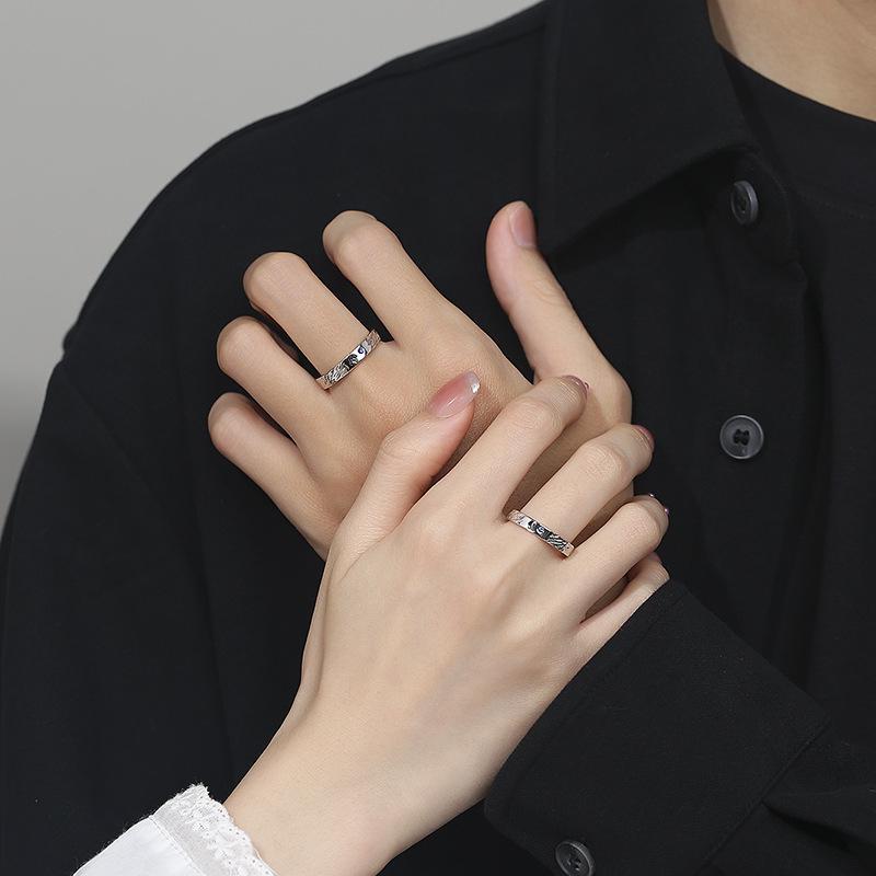 Original Design 999 Sterling Silver Galaxy Couple Rings - Romantic Qixi Gift for Students