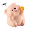 Animal Desk Accessory Pig Ornament Small Pink Piglet Synthetic Resin Figurine Decor with Raincoat Yellow Duck Micro Landscape