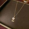 Women's Korean Pearl Flower Zircon Pendant Clavicle Necklace