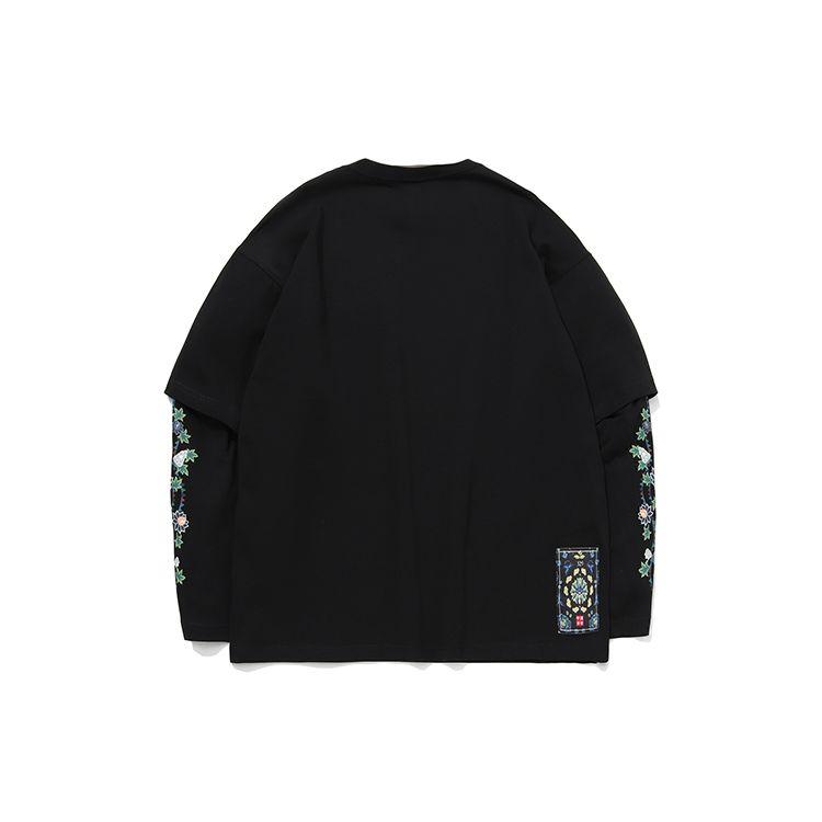 Li Ning AW21 Paris Fashion Week Series Casual Loose Long Sleeve Round Neck Sweatshirt Men Sweatshirt Standard-Black AHSQ631-3