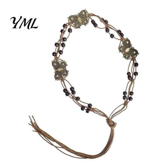 Braided Rope Waistband Bohemian Waist Belt for Women, Vintage Rhinestone Cord Handmade Ornament Chain, Adjustable Layered Belly Chain Dresses