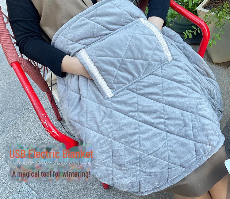 USB Electric Blanket, 60x80, Washable Crystal Velvet, 45℃ Constant Temp for Winter Warmth