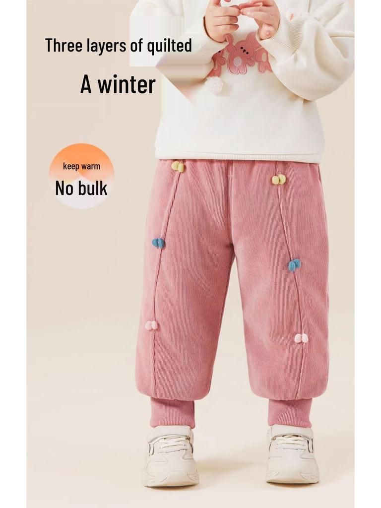 Jingqi Fleecegefütterte Winterhosen für Mädchen - Warme, modische Baumwoll-Oberbekleidung