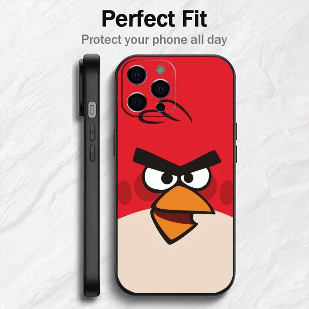 BIRD Game A-Angry-y B-Bird Phone Case For iPhone17,16,15,14,13,12 Plus,Max Soft Silicone Black Cover