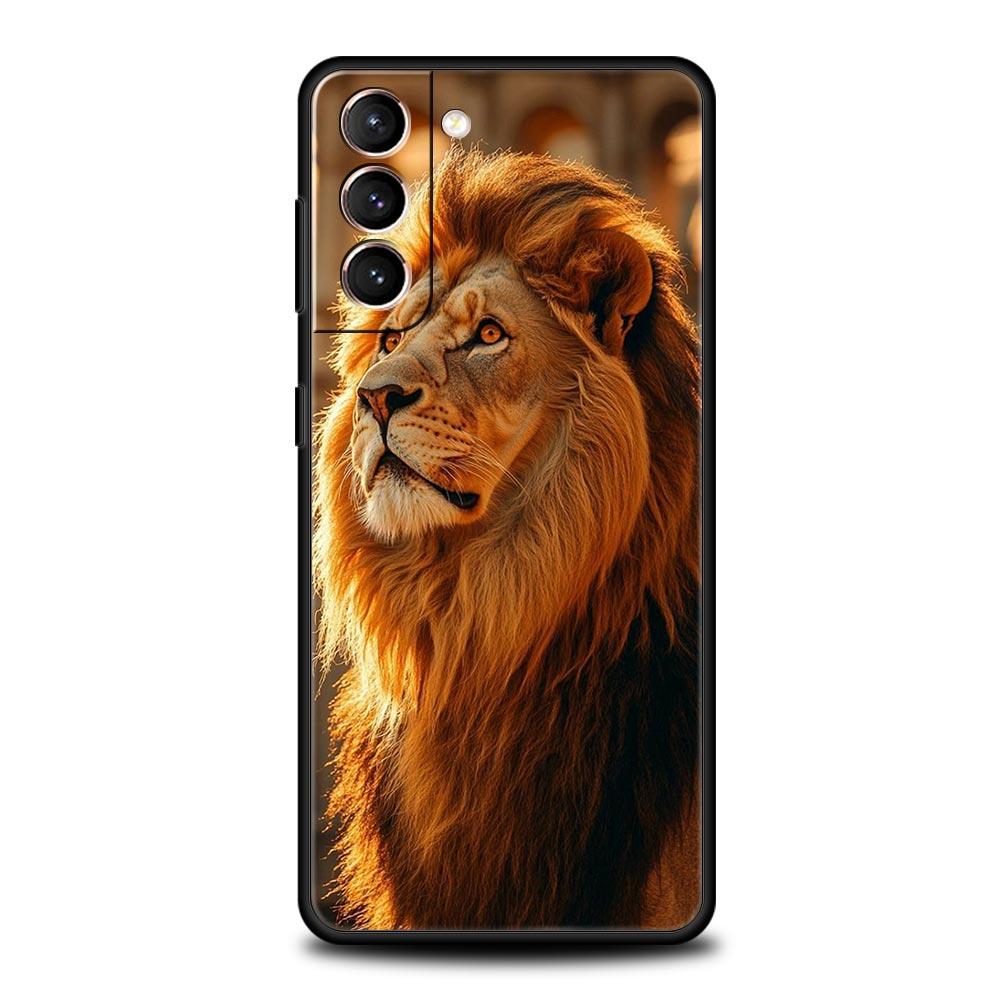 Lion King Animal Phone Case For Samsung Galaxy S26 Ultra S25 Plus S24 FE S23 S22 5G S21 S20 Cover Black Soft