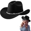 Unisex Cowgirl Hats with Triple Rhinestones Decors Soft Acrylic Fabric Camping Concerts Daily Use Costume Accessory