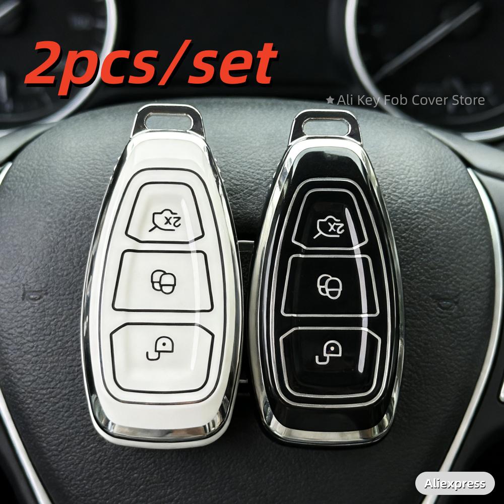 2pcs Car Key Case Covers For Ford Focus 3 4 ST Mondeo MK3 MK4 Fiesta Fusion Kuga 2013 2014 2015 2017