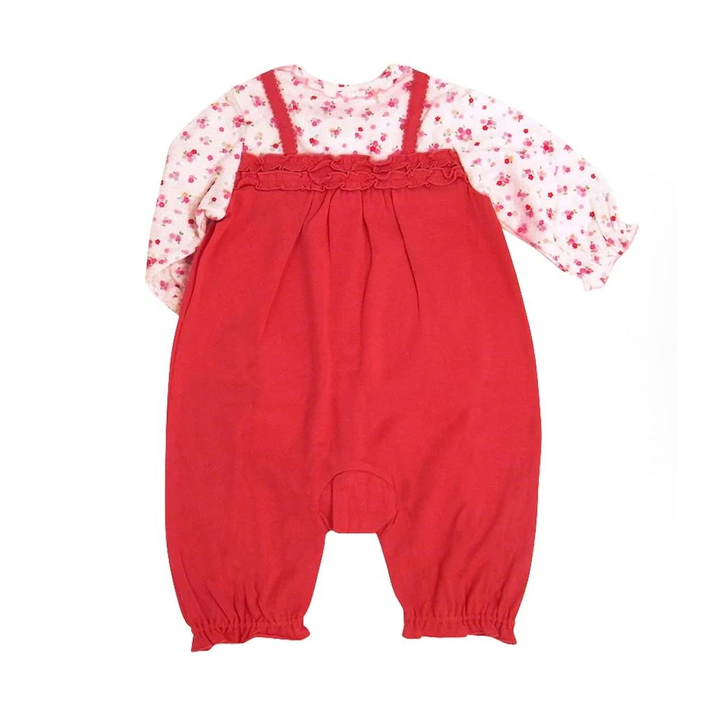 Overall Strampler Länge Kleine Blume Hergestellt in Japan Babykleidung Baby 80cm Korallenrosa [MIKI HOUSE] 3/4 Mädchen 43-1212-490