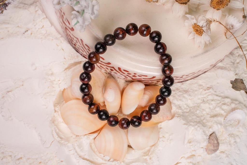 Bransoletka z Czerwonego Tygrysiego Oka | Pewność Siebie Motywacja & Uziemienie | Polerowane Koraliki | Biżuteria Wellness Unisex | Stylowy Prezent Biżuteria Energetyczna