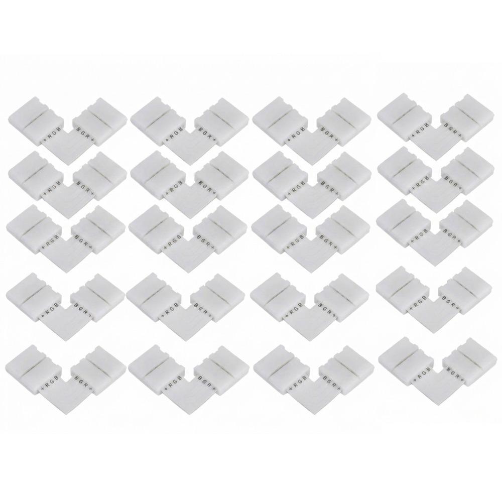 20PCS 4 Pin LED Strip Connector 10mm LED Strip Adapter Light Strip Adapter  Corner Connection
