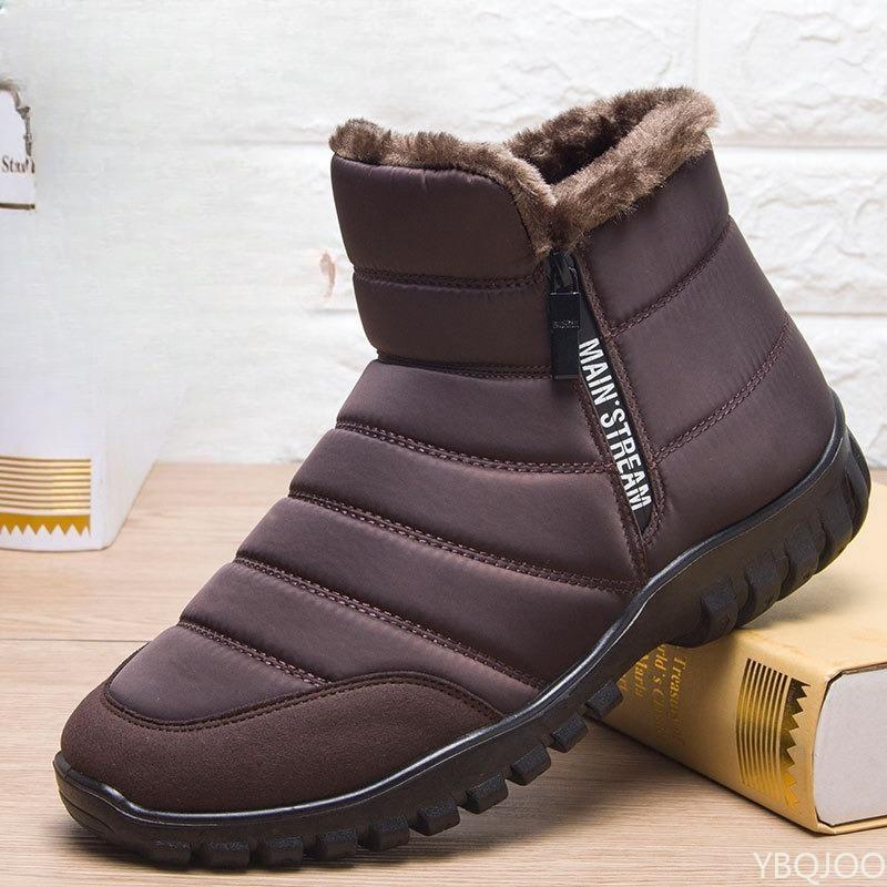 Winter Schneestiefel mit seitlichem Reißverschluss sind atmungsaktiv, schweißabsorbierend, rutschfest, abriebfest, schlicht, bequem, warm und Herren-Baumwollschuhe.