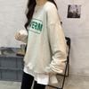 White Long-Sleeve Cotton Sweater Tunic for Women - Mid-Length, Velvet-Lined, Butt-Covering. Perfect Autumn/Winter Layer.