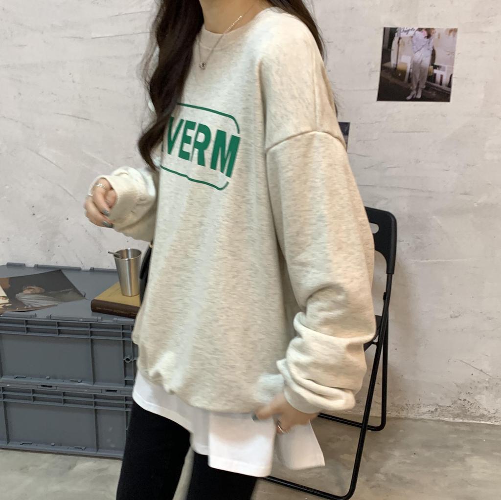 White Long-Sleeve Cotton Sweater Tunic for Women - Mid-Length, Velvet-Lined, Butt-Covering. Perfect Autumn/Winter Layer.