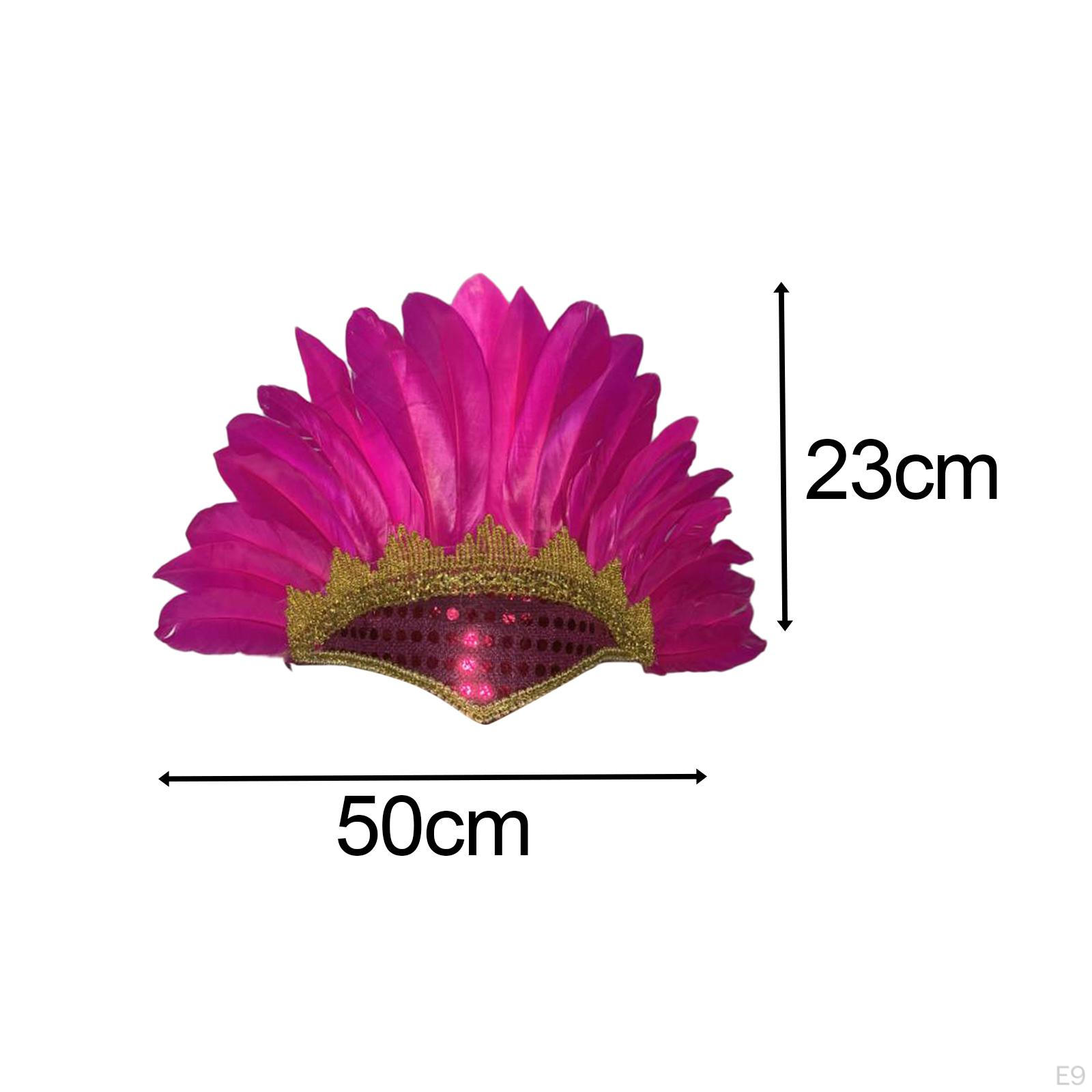 Головной убор с перьями для костюмированных вечеринок и фестивалей фиолетовый — фото 6