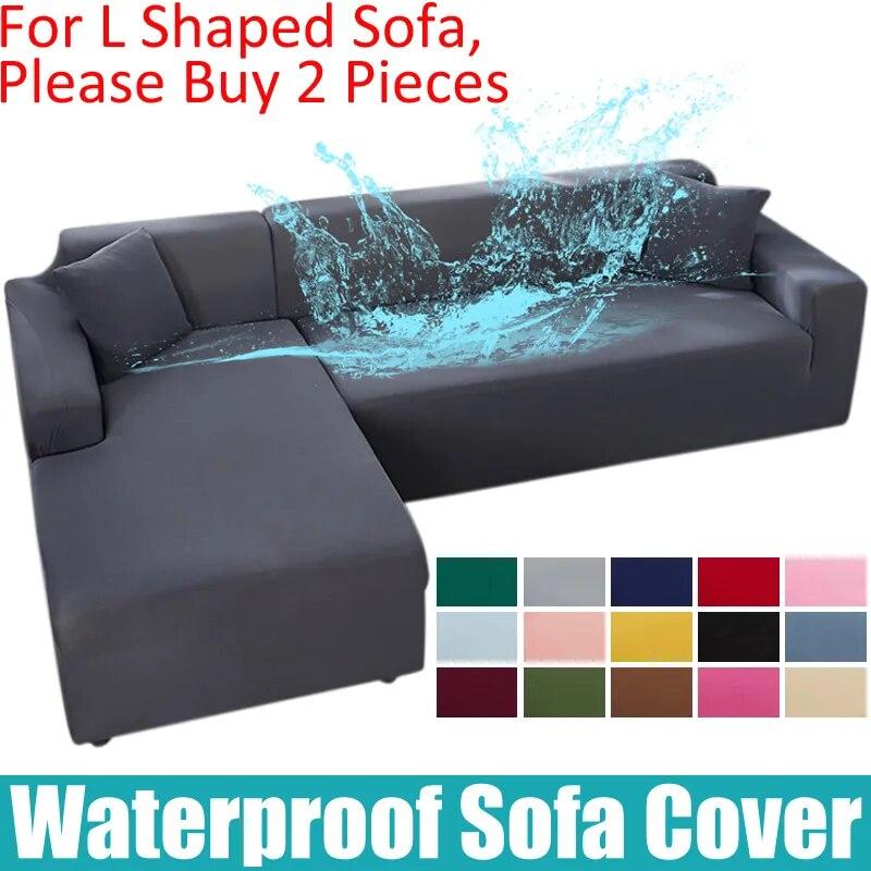 Waterproof Sofa Cover 1/2/3/4 Seater Sofa Cover for Living Room Elastic Solid L Shaped Corner Sofa Cover for Sofa Couch Armchair