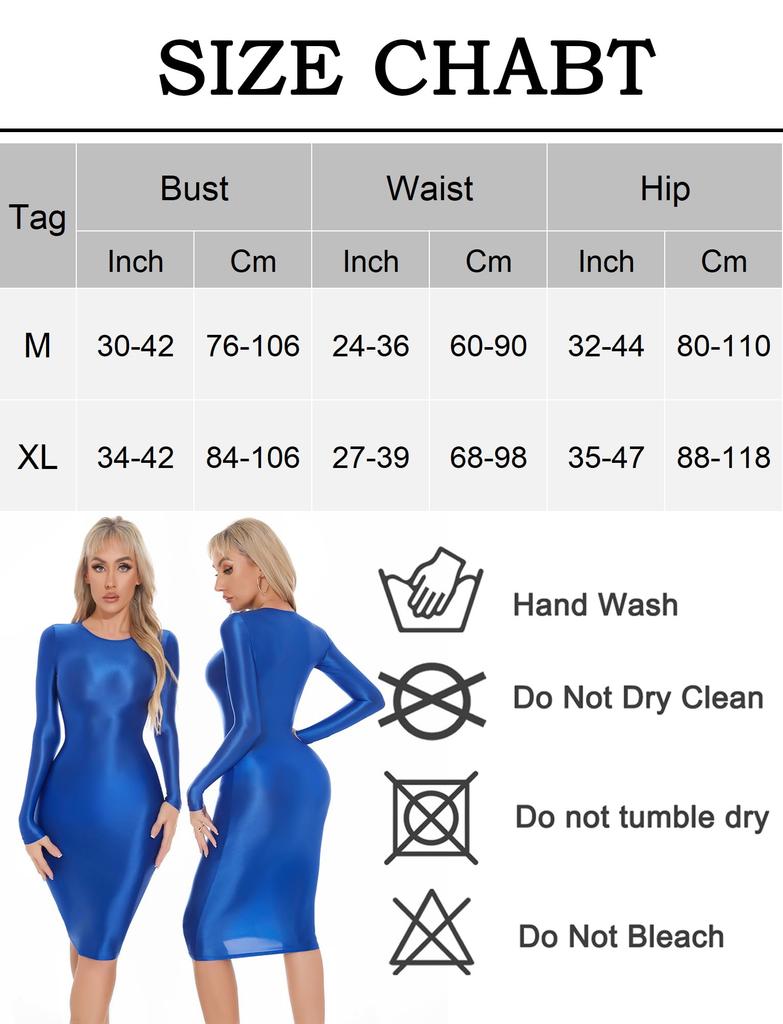 Tight Long Fancy XL [Maeau] Dress, A-Line, Women's, Sexy, Bodycon, Shiny, One-Piece, Sleeve, Knee-Length, Party, Halloween, Club, Cosplay, Adult,