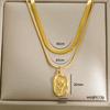 Custom 304 Stainless Steel 18K Gold Plated PVD Doble Collarbone  Necklace Waterproof Heart Butterfly Pendant Women