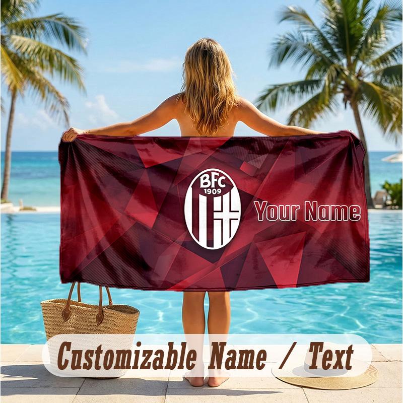 Custom Text Beach Towel, Soft Absorbent Swimming Multi-use TowelBologna FC