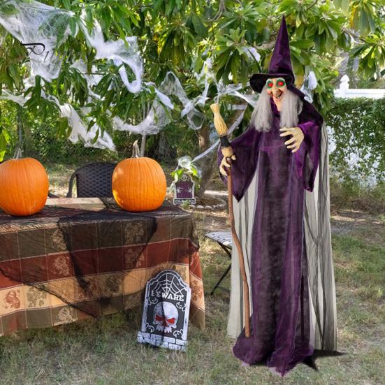 

Хэллоуин ведьма реквизит анимированная статуя злой ведьмы со светодиодными светящимися глазами и звуком жутко активируемое стоящее украшение ведьмы для декора вечеринки на Хэллоуин фиолетовый