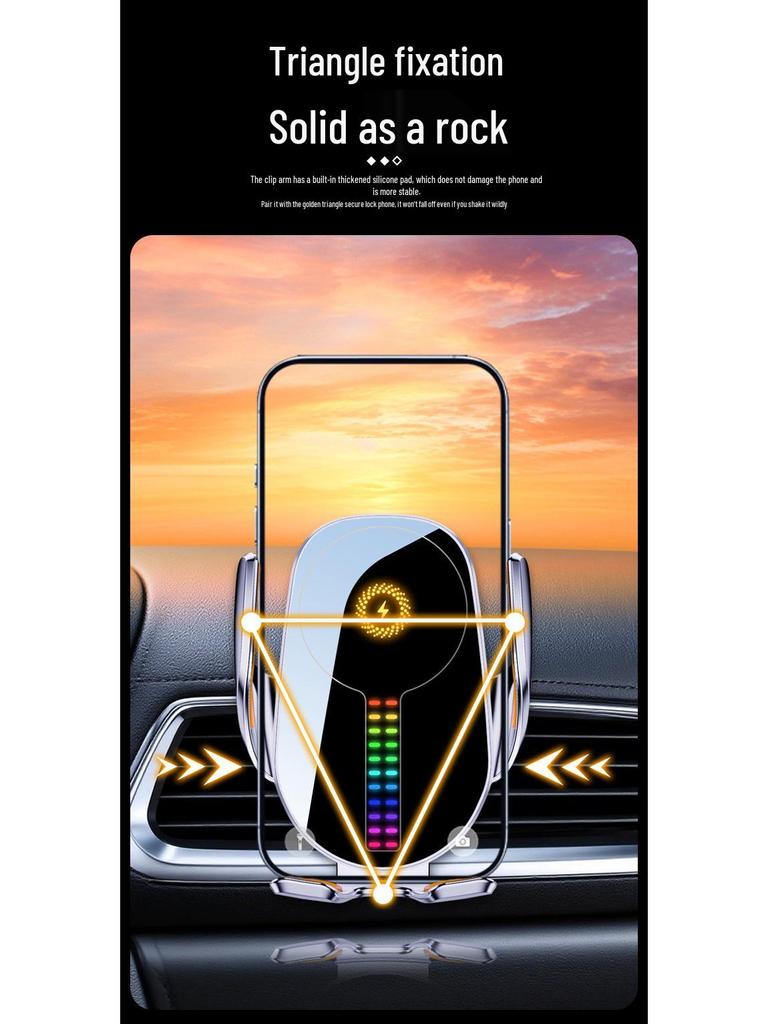 Treaxtlig gravitationsluftventilsbiltelefonhållare med trådlös laddning