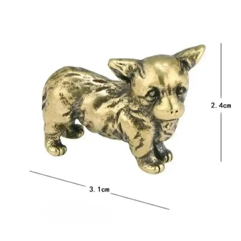 

Прекрасные маленькие собачки-орнаменты из цельной латуни, корги, ручная работа, креативные животные, украшение для дома, мини-собачка, декор для рабочего стола в офисе A