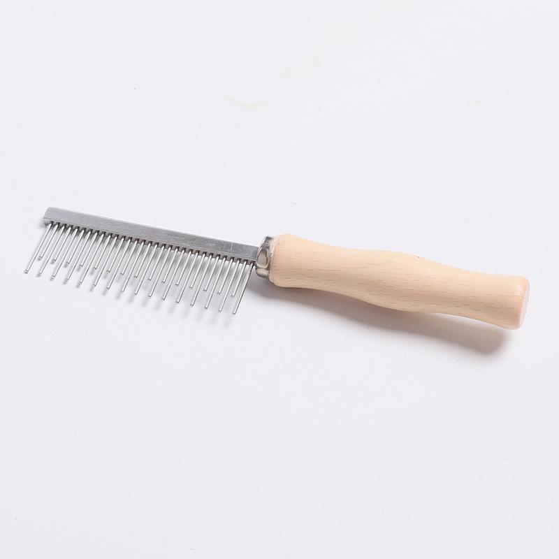 Stainless Steel Pet Needle Comb, Dog Grooming Comb, Cat Hair Removal Comb, Wooden Handle Comb, Hair Removal Brush