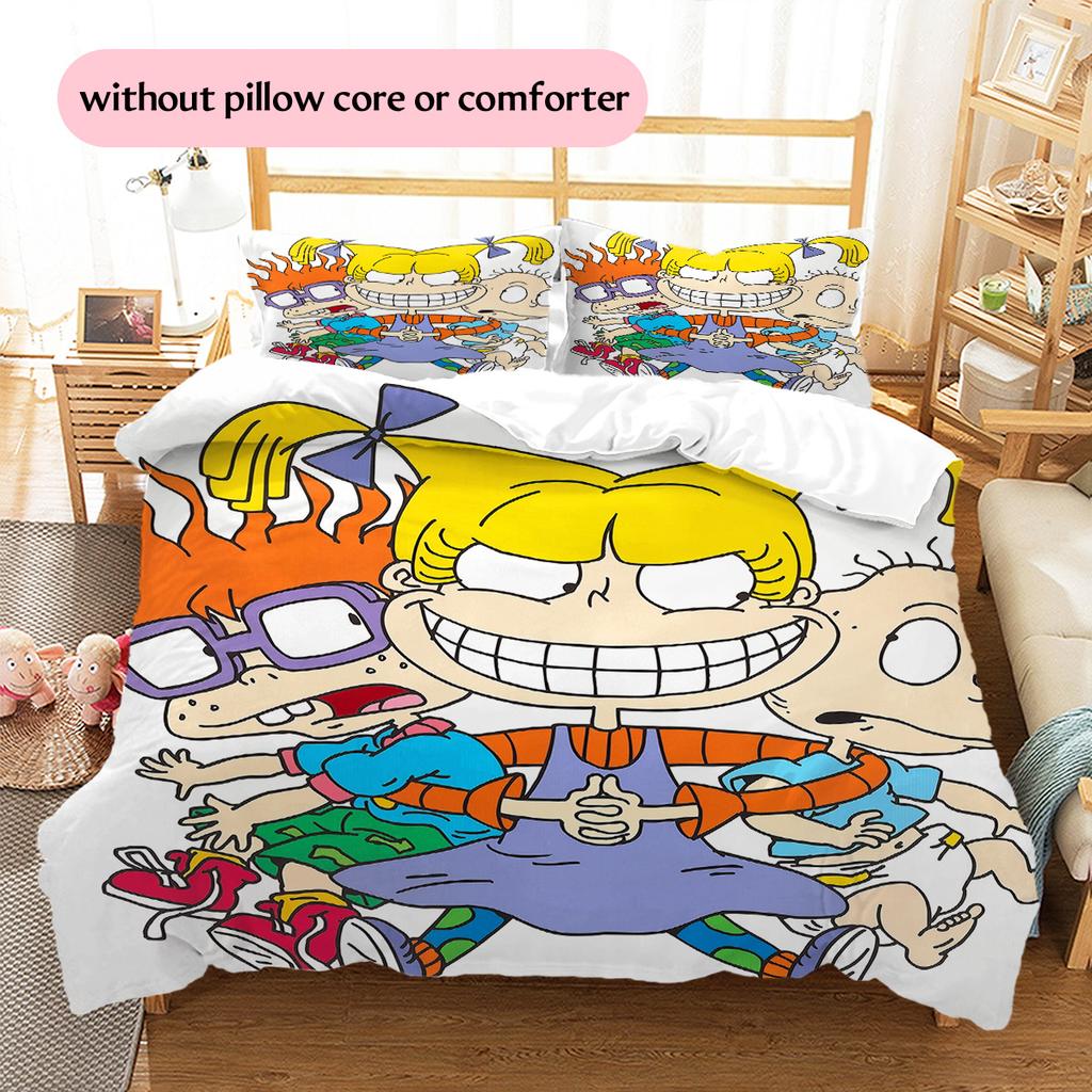 Rugrats  Pattern Bedding Quilt Set  Home Decoration  Gift (1 * Duvet Cover + 2 * Pillowcase  Without Core)