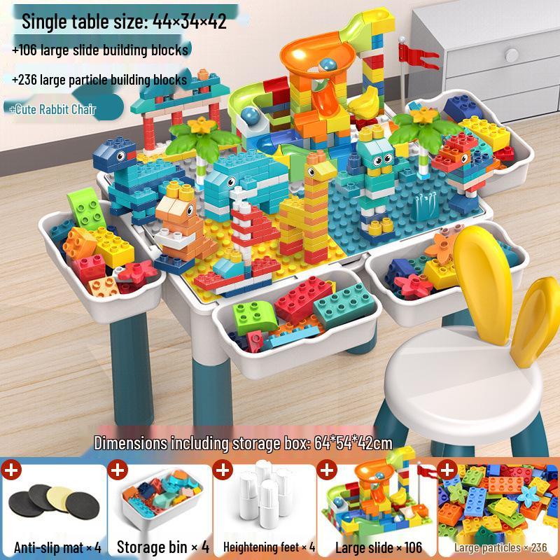 Large Particle Multifunctional Building Blocks Table for Early Education Games
