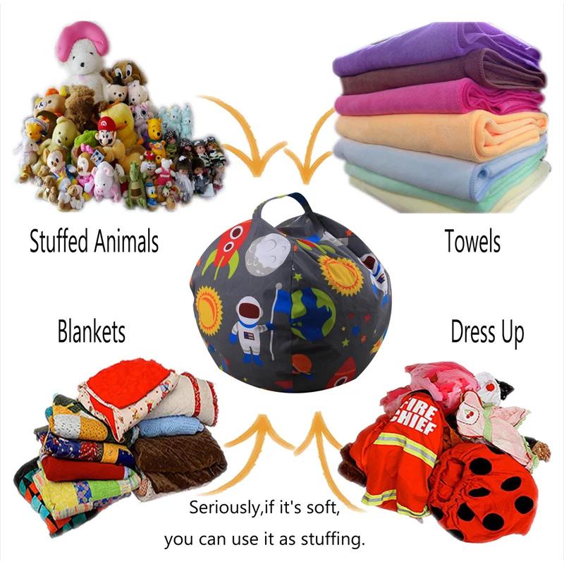 Children's Stuffed Animal Holding Bean Bag Chair Set For Finishing Children's Plush Toys Large Quality Canvas Toy Storage Bag
