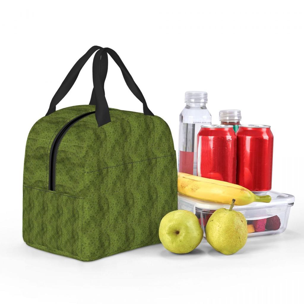 Green Lizard Skin Pattern Design Insulated Lunch Bag for Kids School Cooler Thermal Food Box Tote Portable Lunch Boxes Container