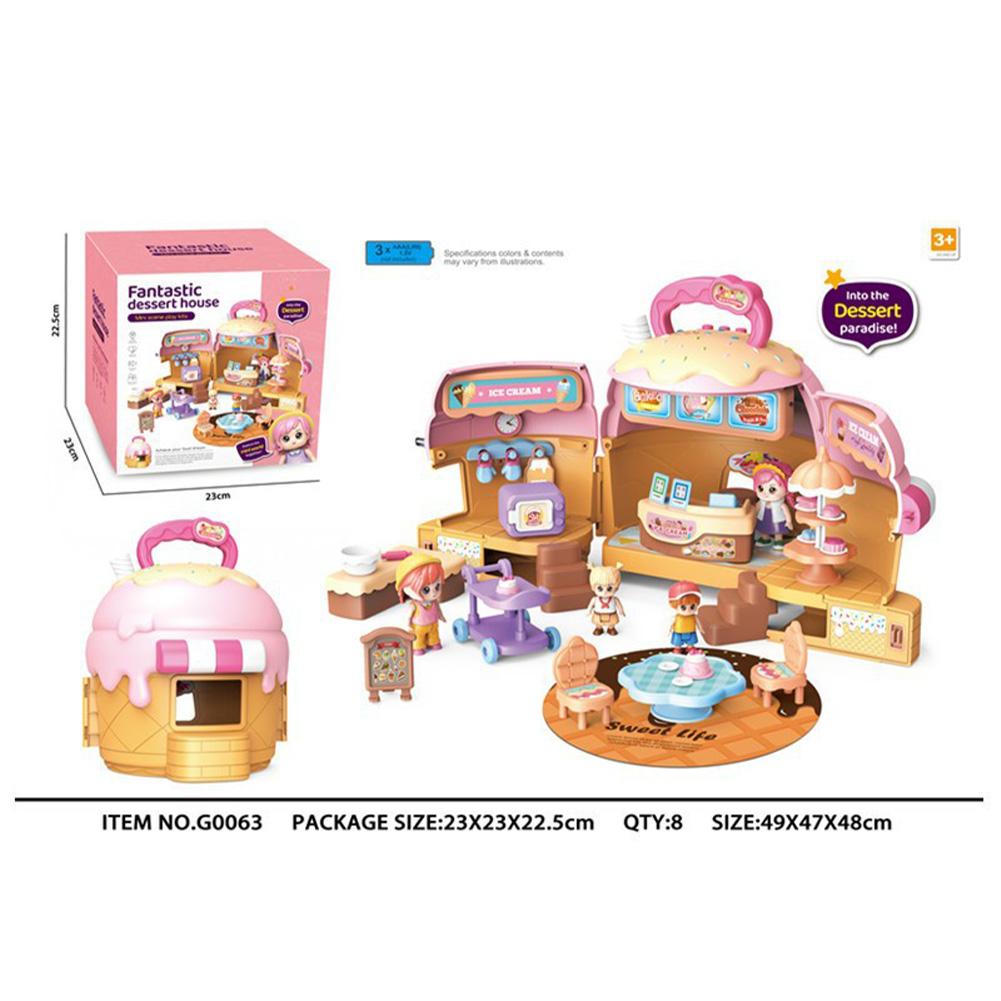 

Dollhouse Toy Dessert House Simulation Villa Castle With Music Portable Doll House Playset Toy With Accessories Gifts For Kids Dessert House