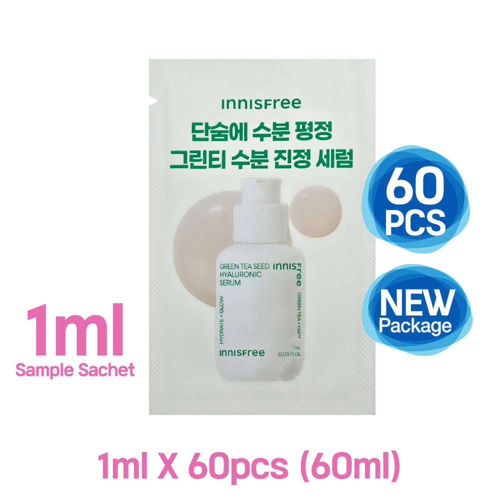 Photos - Cream / Lotion Innisfree 60pcs/60ml Green Tea Seed Hyaluronic Serum 1ml  1ml X 60pcs (60ml) white (Sample Sachet)