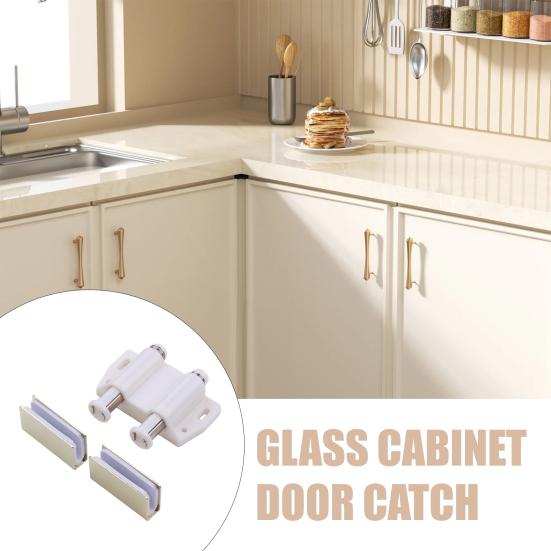 1/2/3 Sets Magnetic Glass Door Catch Latch Closure Adhesive Mounting Push Open Single Glass Door Catch with Cabinet Clamp Fit for 3-6mm Glass