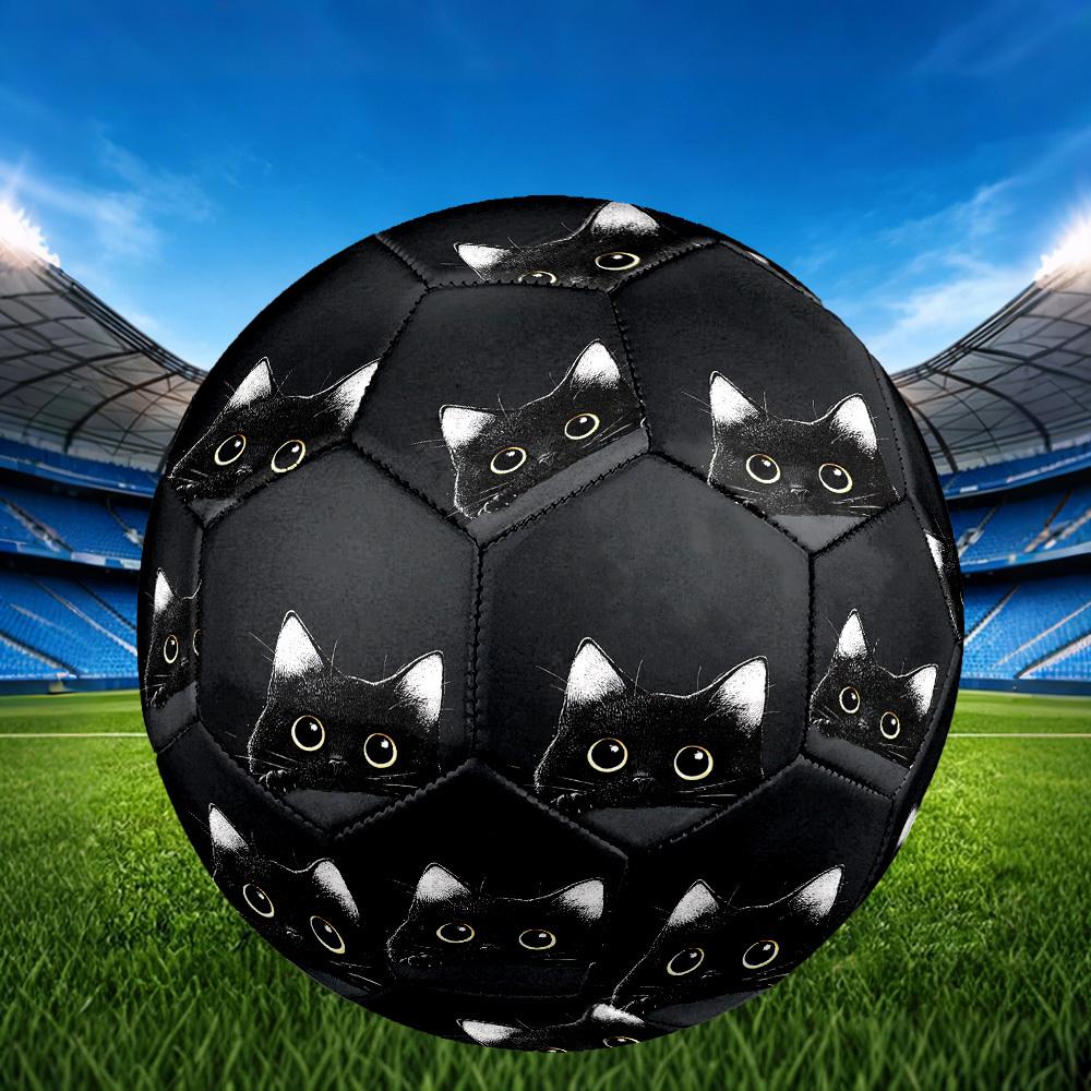 1pc Black Cat Mystery Size 5 Soccer Ball Professional Match Training Football Indoor &Outdoor Sports Ball Lightweight Durable c6530